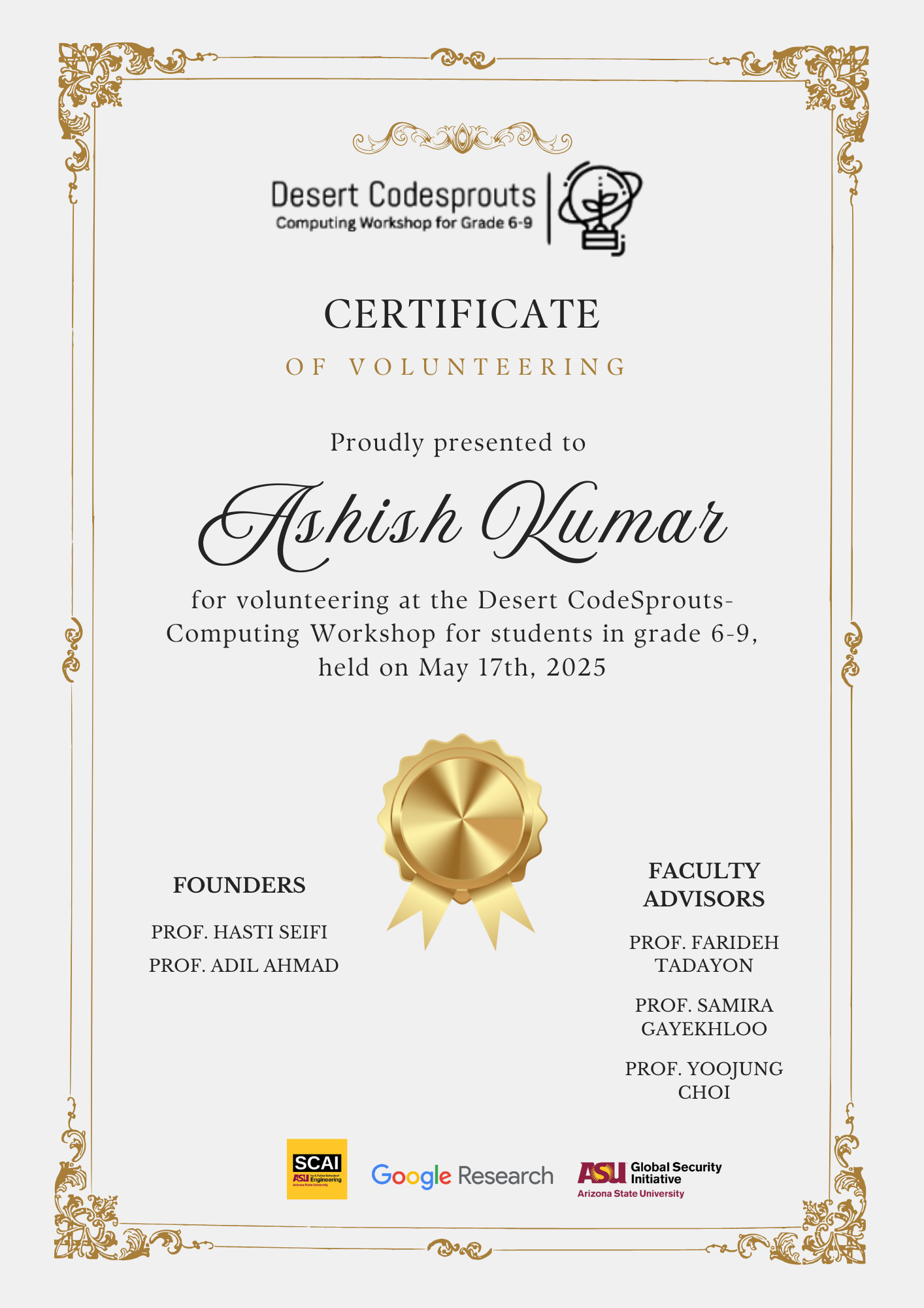 Volunteering Certificate