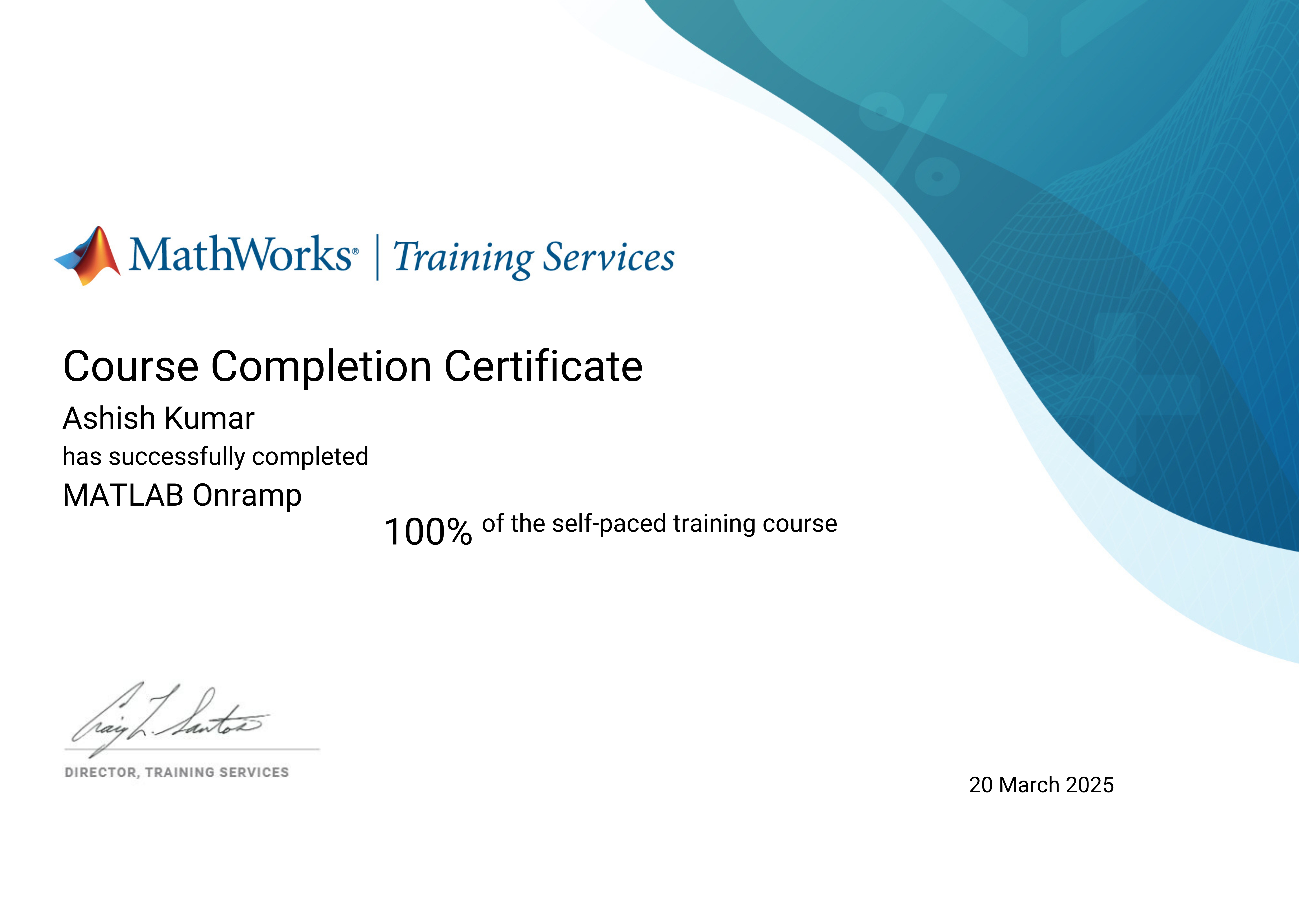 MATLAB certificate